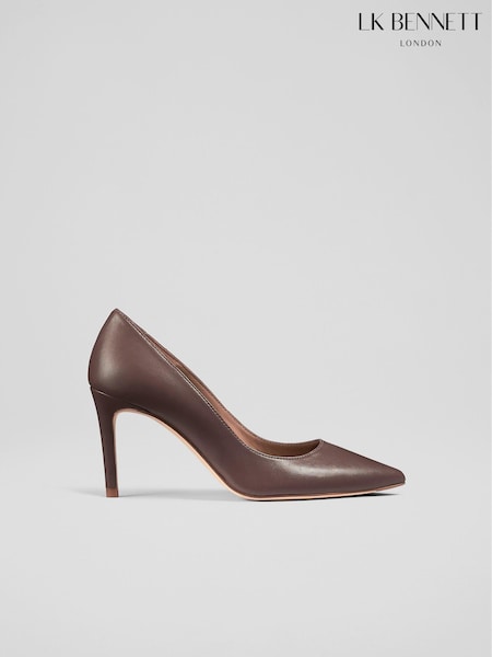 LK Bennett Brown Floret Leather Pointed Court Shoes (U69082) | £199