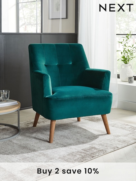 Soft Velvet Juniper Teal Carter Armchair (U69621) | £250