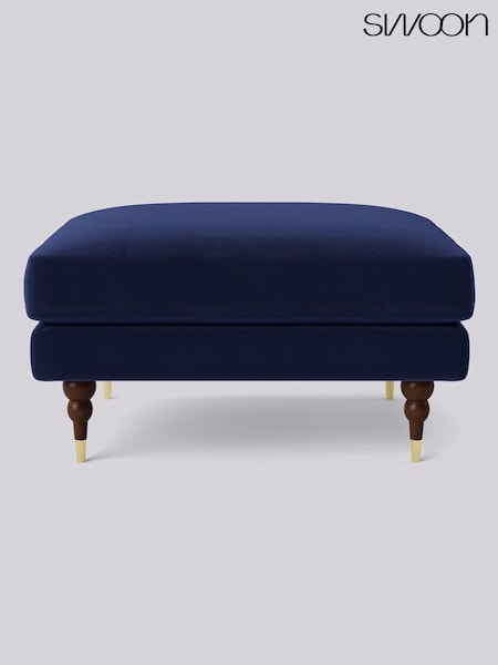 Swoon Blue Charlbury Ottoman Easy Velvet - Ink Blue Ottoman (U70029) | £449