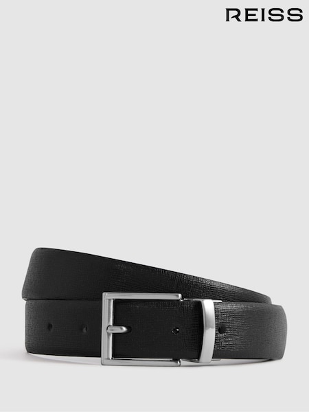 Reiss Black Ricky Reversible Leather Belt (U70735) | £68