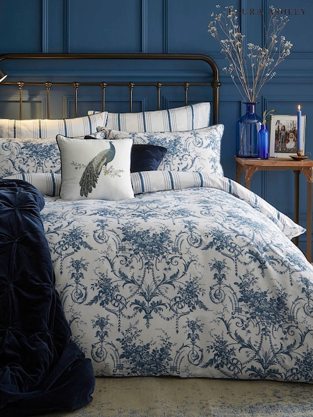 Laura Ashley Midnight Blue Tuileries 100% Cotton Duvet Cover and Pillowcase Set (U71412) | £45 - £85