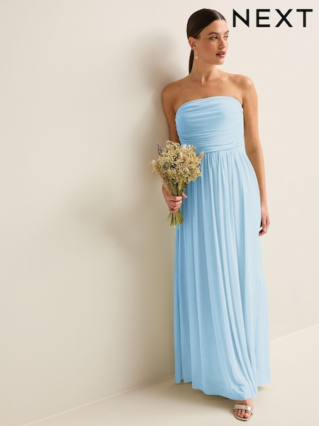 Light Blue Mesh Multiway Bridesmaid Wedding Maxi Dress (U71970) | £72