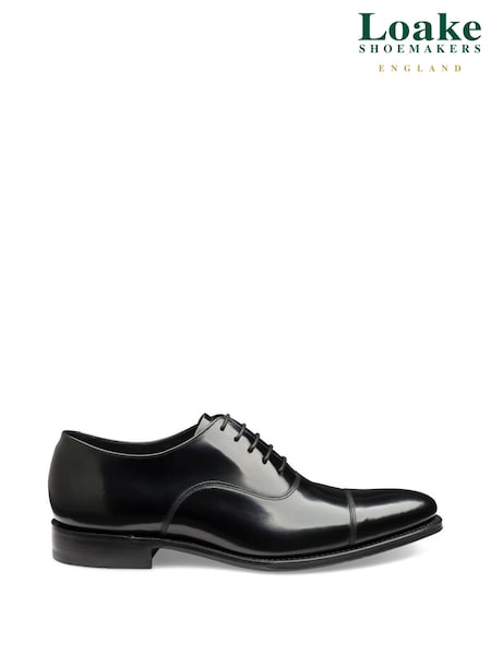 Loake Smith Black Polished Oxford Toe Cap Shoes (U72715) | £225