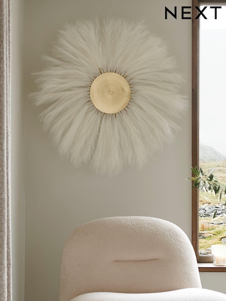 White and Gold Extra Large Pampas Grass Wall Art (U72878) | £85