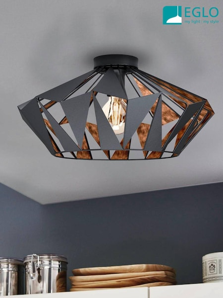 Eglo Black/Copper Carlton 6 1 Light Ceiling Light (U73338) | £95