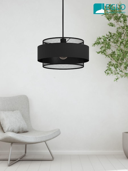 Eglo Black Bazely 1 Light Mesh Ceiling Light Pendant (U73351) | £90