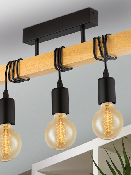 Eglo Black Townshend 3 Light Ceiling Light (U73354) | £65
