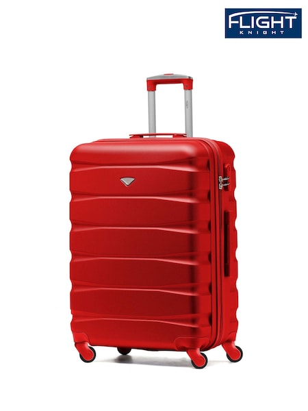 Flight Knight Red Medium Hardcase Lightweight Check In Suitcase With 4 Wheels (U74117) | £60