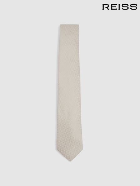 Reiss Soft Champagne Ceremony Textured Silk Blend Tie (U74296) | £48