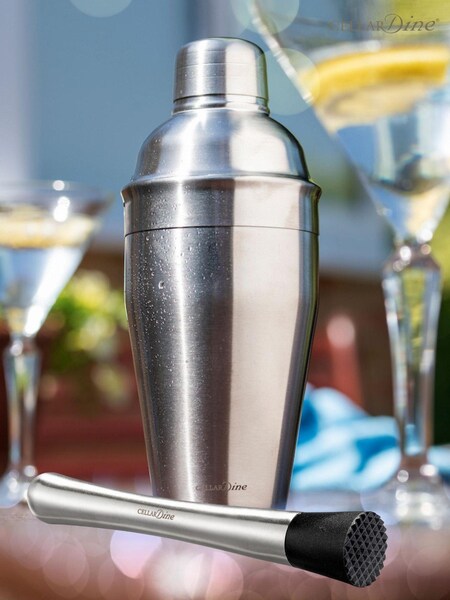 Cellardine Silver Classic Cocktail Shaker 500ml with Muddler (U74813) | £21