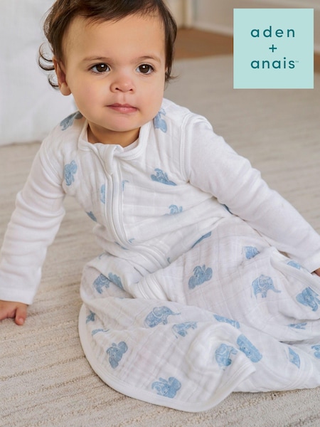 aden + anais White Sleeping Bag 1 TOG Cotton Muslin Animal Kingdom (U75076) | £35
