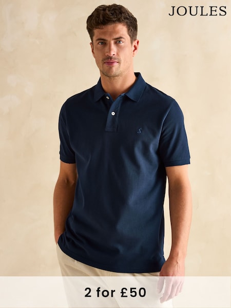 Joules Woody Navy Blue Cotton Pique Polo Shirt (U75400) | £30