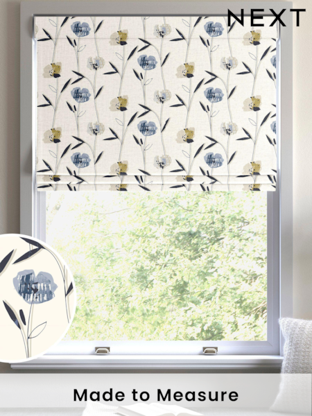 Blue Hetty Made To Measure Roman 100% Cotton Blind (U75445) | £52