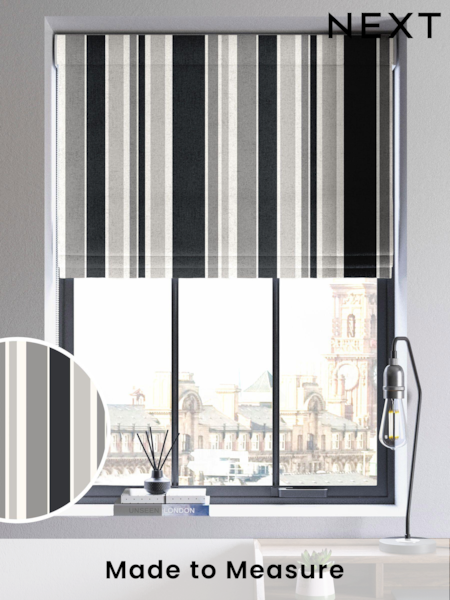 Black Huddson Made To Measure Roman 100% Cotton Blind (U75448) | £52