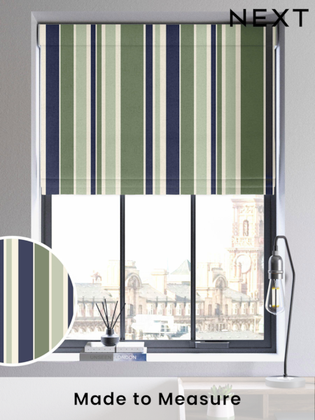 Green Huddson Made To Measure Roman 100% Cotton Blind (U75450) | £52