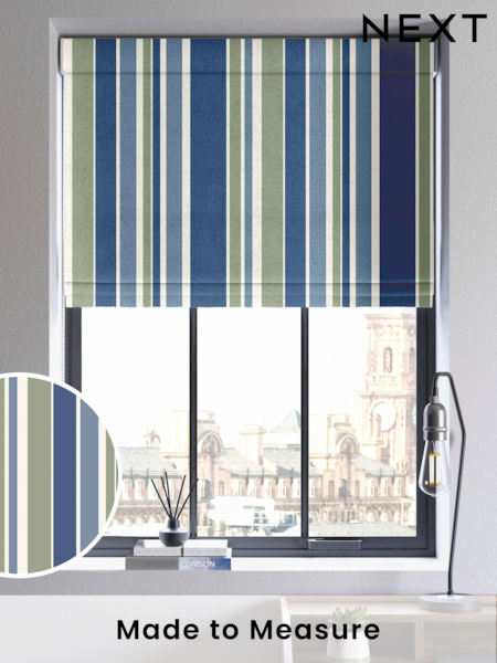Blue Huddson Made To Measure Roman 100% Cotton Blind (U75451) | £52