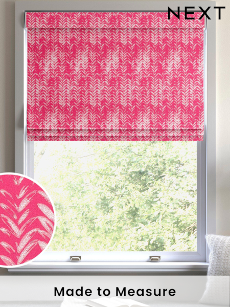 Pink Leaf Print Made to Measure Roman Blind (U75469) | £84