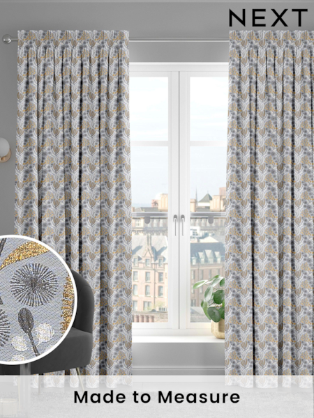 Grey Haze Lotus Made To Measure Curtains (U76056) | £100