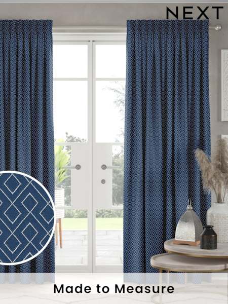 Indigo Blue Sciliy Made To Measure Curtains (U76189) | £100