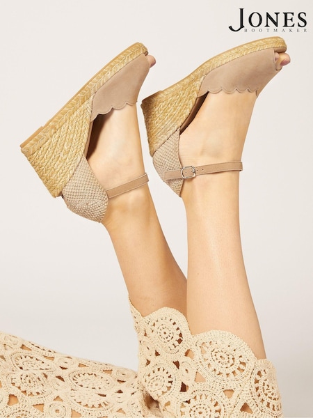 Jones Bootmaker Neutral/Pink Alejandra Espadrille Wedge Sandals (U76430) | £89