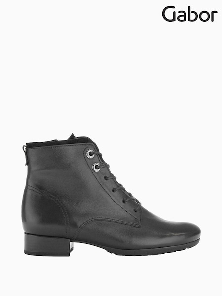 Gabor Boat Leather/Suede Ankle Black Boots (U77556) | £105