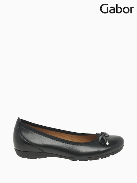 Gabor Ring Leather Ballerina Black Shoes (U77565) | £85