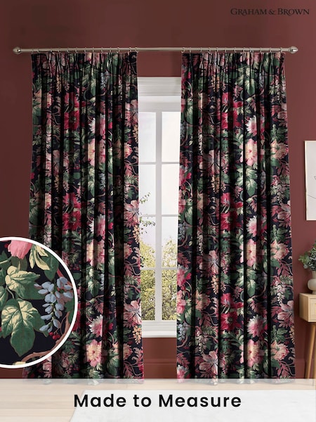 Graham & Brown Black Terrazzo Florenzia Made to Measure 100% Cotton Curtains (U77737) | £119