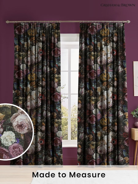 Graham & Brown Black Allure Made to Measure 100% Cotton Curtains (U77813) | £119