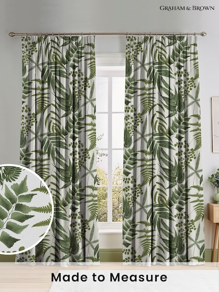 Graham & Brown Black Lush Midsummer Fern Made to Measure 100% Cotton Curtains (U77814) | £119