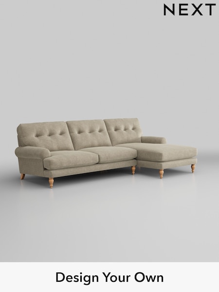 Luxe Chenille Weave/Mid Natural Erin Buttoned Back Deep Relaxed Sit (U77898) | £2,150