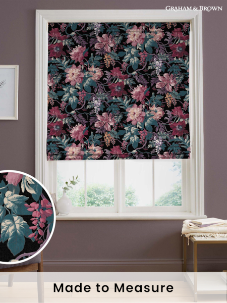 Graham & Brown Nightshade Purple Florenzia Made to Measure Roman 100% Cotton Blind (U78170) | £99