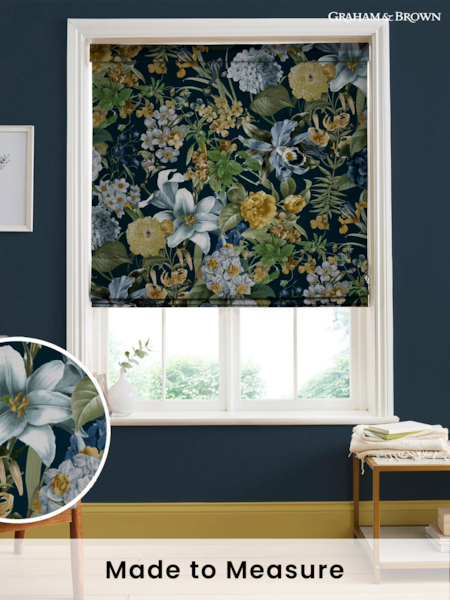 Graham & Brown Blue Glasshouse Flora Made to Measure Roman 100% Cotton Blind (U78172) | £99