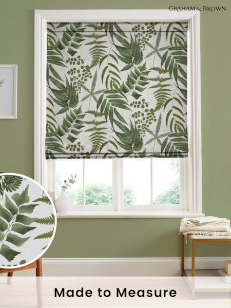 Graham & Brown Lush White Midsummer Fern Made to Measure Roman 100% Cotton Blind (U78174) | £99