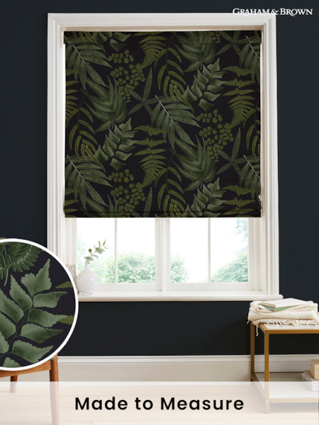 Graham & Brown Black Midsummer Fern Made to Measure Roman 100% Cotton Blind (U78175) | £99