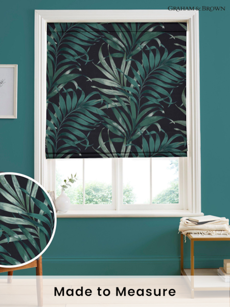 Graham & Brown Midnight Navy Yasuni Made to Measure Roman 100% Cotton Blind (U78177) | £99