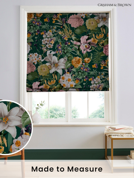 Graham & Brown Emerald Green Glasshouse Flora Made to Measure Roman 100% Cotton Blind (U78181) | £99