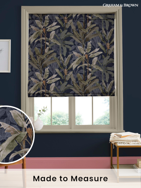Graham & Brown Midnight Blue Borneo Made to Measure Roman 100% Cotton Blind (U78182) | £99