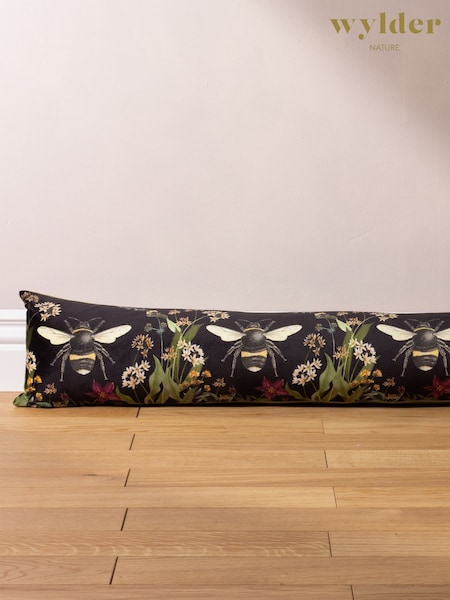 Wylder Black Midnight Garden Bee Printed Velvet Draught Excluder (U78199) | £22