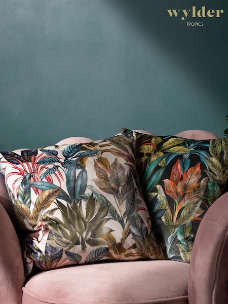 Wylder Black Mogori Vendure Printed Velvet Reverse Cushion (U78213) | £17