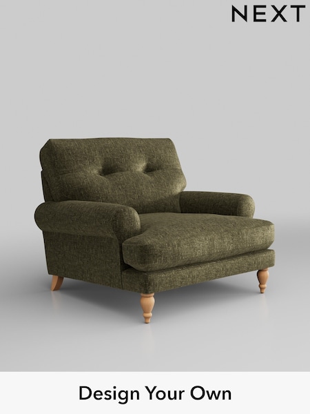 Plush Chenille/Moss Green Erin Buttoned Back Deep Relaxed Sit (U79381) | £925