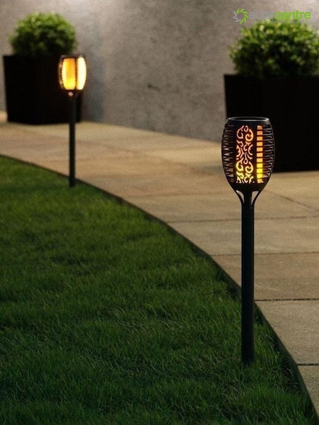 SolarCentre Set of 2 Black TrueFlame Mini Solar Torch Outdoor Lights (U79888) | £20