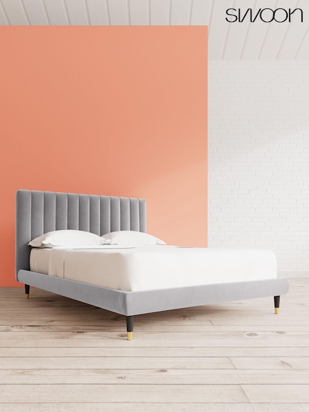Swoon Easy Velvet Silver Grey Porlock Bed (U80529) | £909 - £1,019