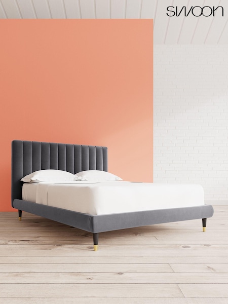Swoon Easy Velvet Granite Grey Porlock Bed (U80530) | £909 - £1,019
