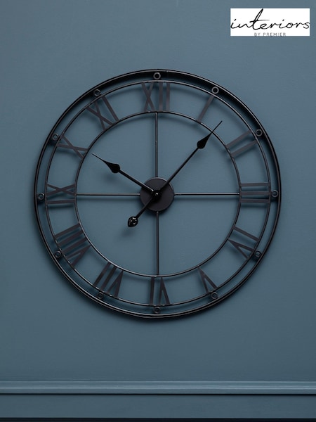 Interiors by Premier Matt Black Wall Clock (U80543) | £44