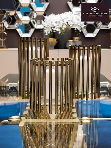 Fifty Five South Gold Martina Hurricane Steel/Glass Candle Holder (U80580) | £91