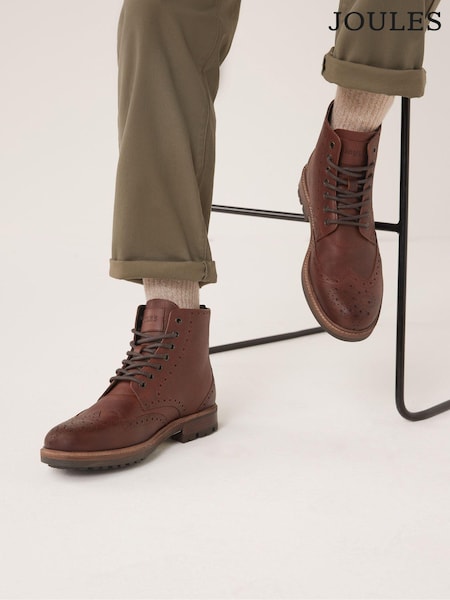 Joules Brown Brogue Boots (U81045) | £89