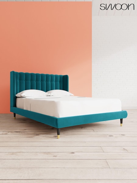 Swoon Easy Velvet Kingfisher Blue Kipling Bed (U81273) | £989 - £1,099
