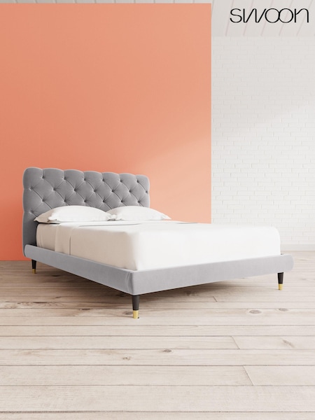 Swoon Easy Velvet Silver Grey Burbage Bed (U81284) | £959 - £1,079