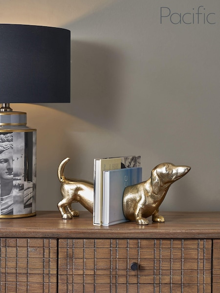 Pacific Shiny Gold Metal Sausage Dog Book Ends (U81536) | £70