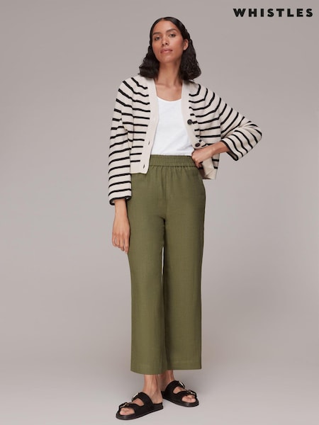 Whistles Green Linen Pocket Trousers (U81703) | £99